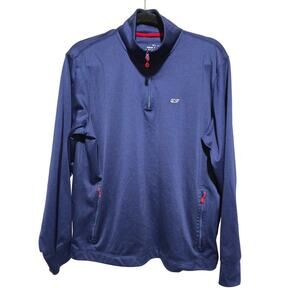 Vineyard Vines Classic 1/4 zip Blue Whale Logo Pullover Top Mens Small